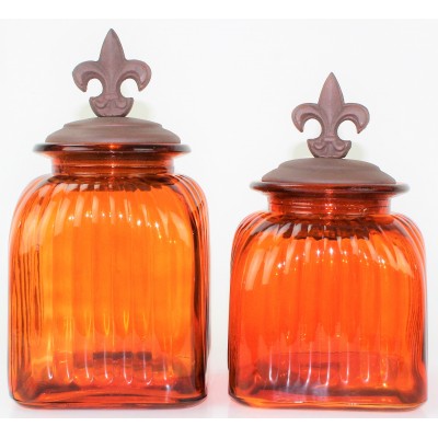 40003 AMBER 2PC. CANISTER SET WITH LIDS
